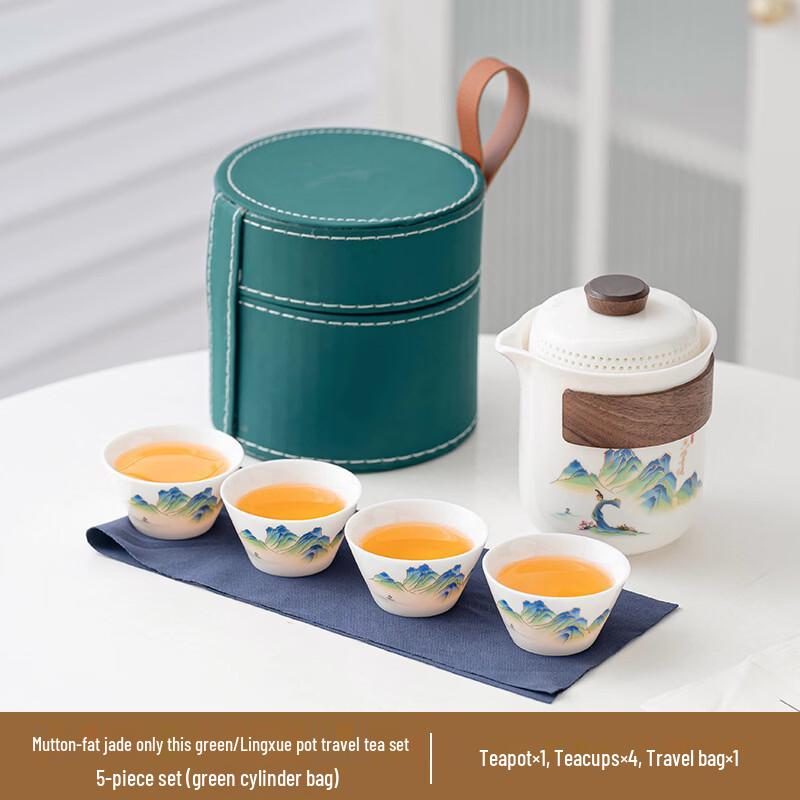 Yuzhuxun Mutton Fat Jade White Porcelain Lingxue Travel Tea Set