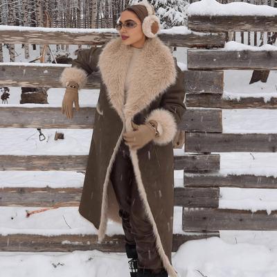 Faux Fur Long Women Reversible Fuzzy Fleece Trench Coat for Sherpa Lined Jackets Winter Furry