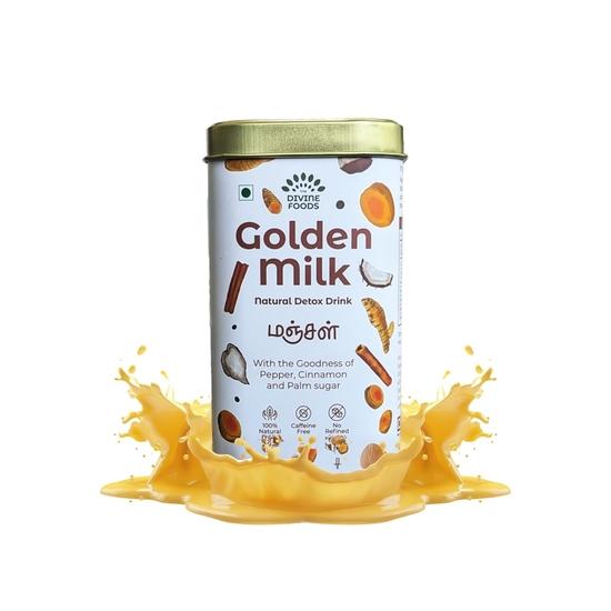 The Divine Foods Organic Golden Milk Latte,Natural Detox Drink Dnd,Haldi Milk,Antioxidant & Anti-Inflammatory High Curcumin,56 Sachets,(250 Gm,Powder)