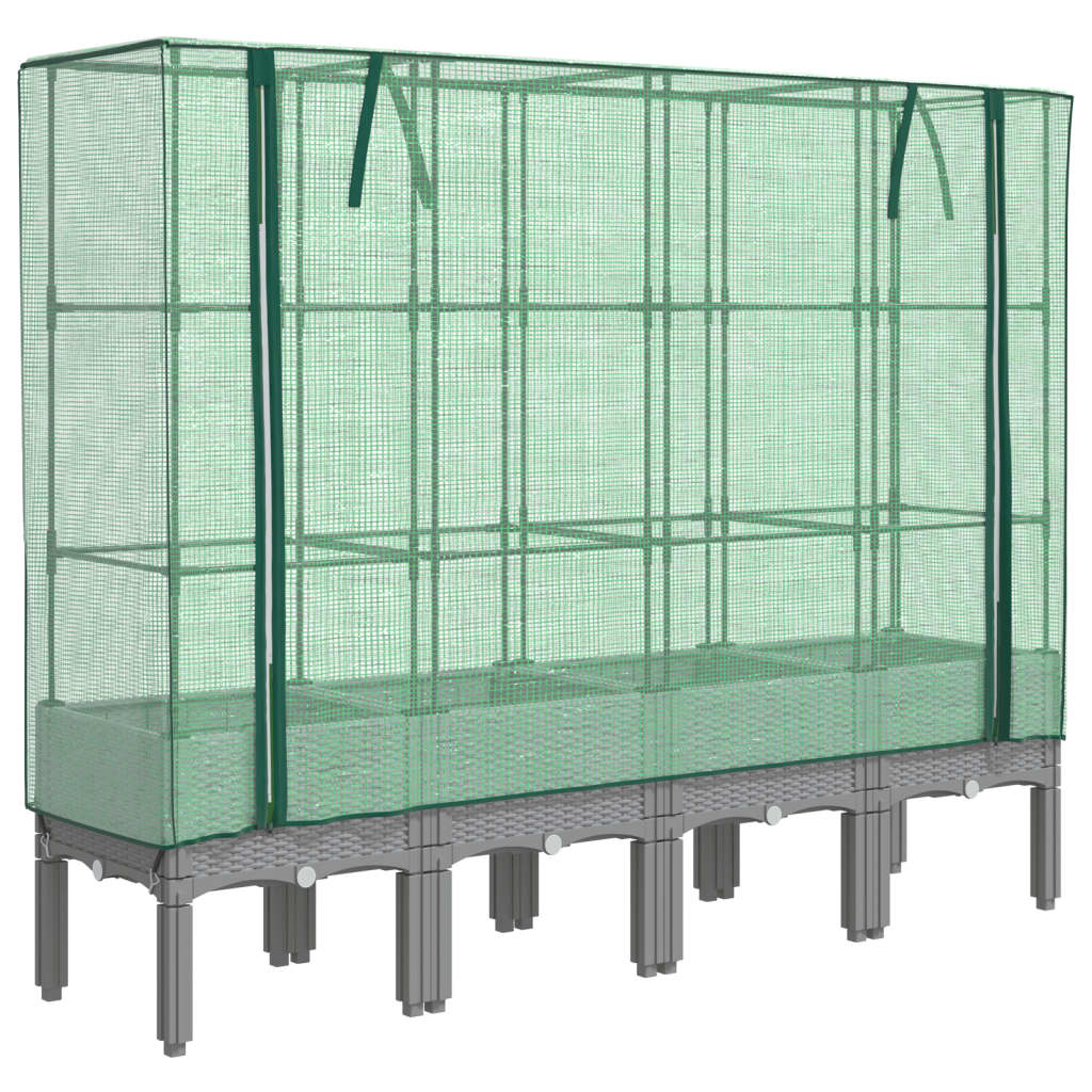 Hochbeet mit Gewächshausabdeckung Rattan-Optik 160 x 40 x 140 cm