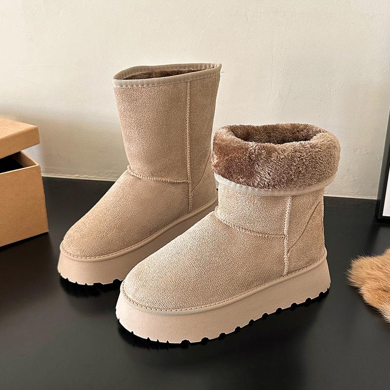 

2025 winter new snow boots women s large size basic classic couple non-slip waterproof high cotton boots 36 хакі