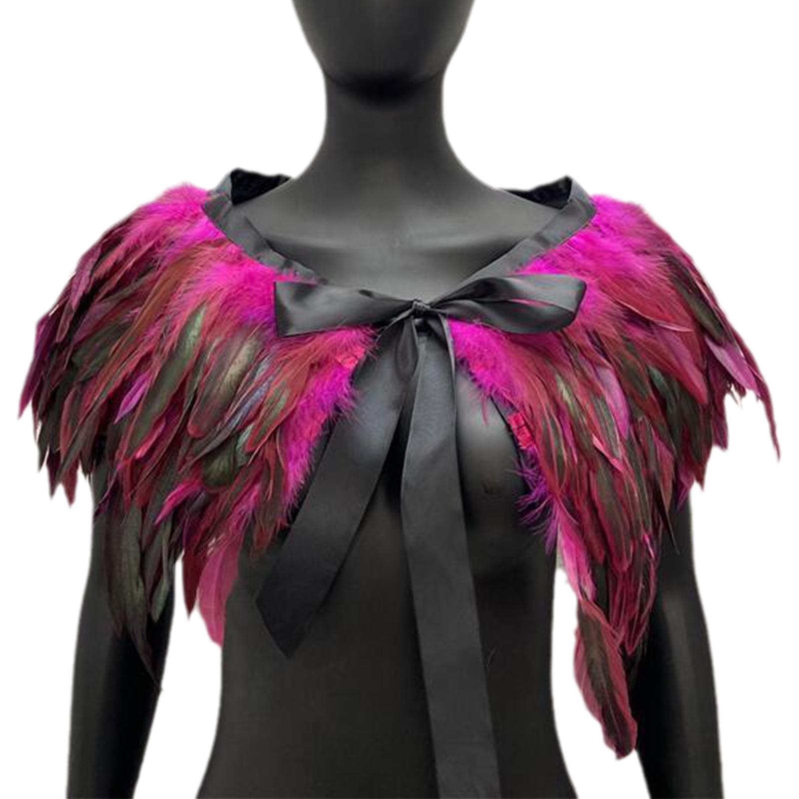 

Colorful Real Feather Shawl Wrap Great for Cosplay Evening Party for Ladies Photography Shrug Adjustable Size 10