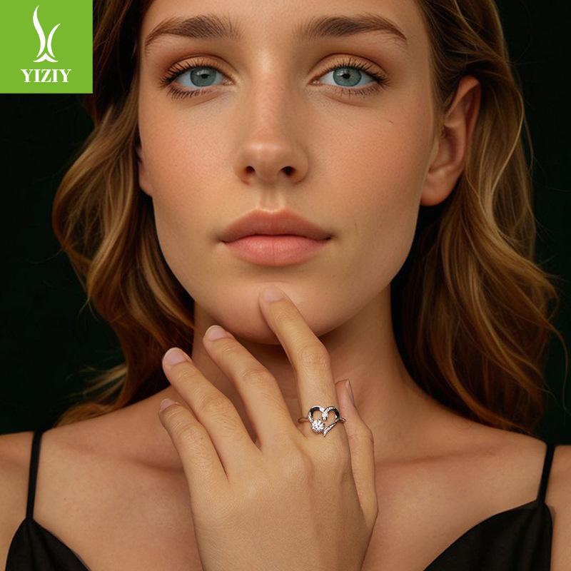Cross-Border Love Is Eternal, Mozzarella Diamond Ring, Super Flash Ring, Heart-Shaped Fashion Wedding Ring For Women