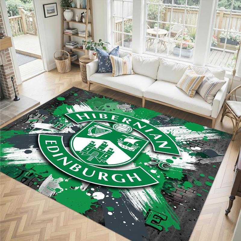 Hibernian FC Design Crystal Velvet Carpet Cozy Non?Slip Printed Rug For Bedroom Living Room Entrance