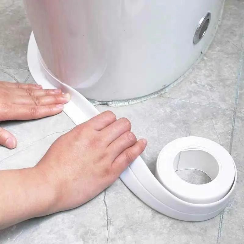 Self Adhesive PVC Sealing Strip Tape for Bathroom Bath Toilet Kitchen Caulk Tape Waterproof Wall Sticker White Mold Proof Tapes