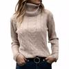 Cross-Border European-American Autumn/Winter Retro High-Neck Solid Color Long-Sleeve Knitted Sweater for Women
