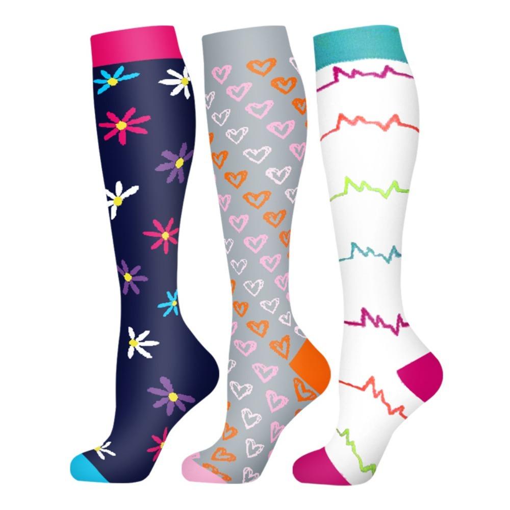 3 Pairs Breathable Compression Socks Soft Nurse Calf Pressure Leg Socks  for Outdoor Sports