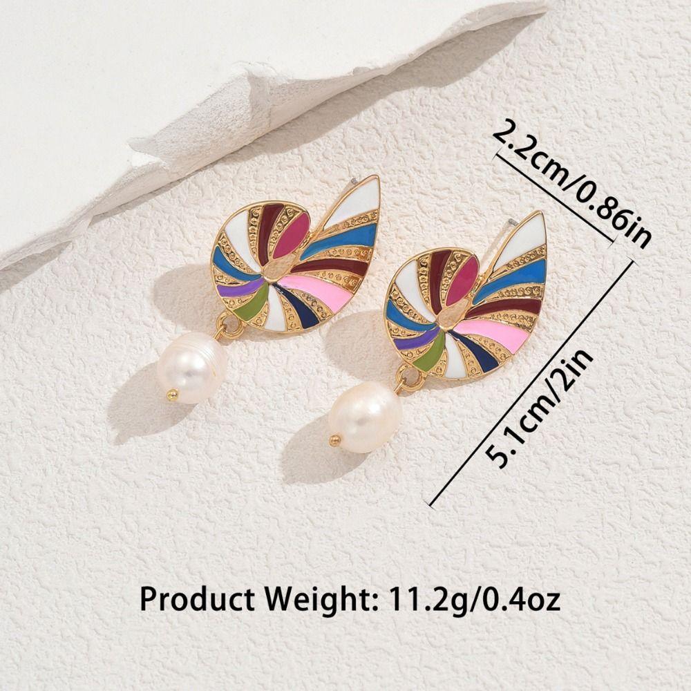 Drip Oil Conch Earrings Clear Color Geometric Drop Earrings Creative Pearl Conch Earrings Women