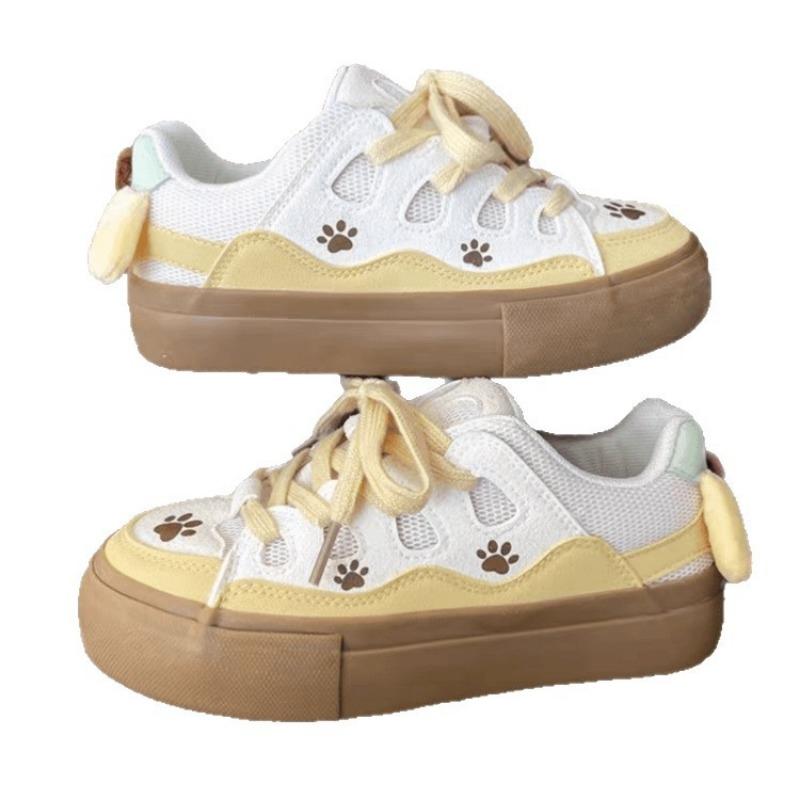 Bread shoes women's spring and autumn platform milk yellow niche design student versatile skateboard shoes cute pudding dog shoes