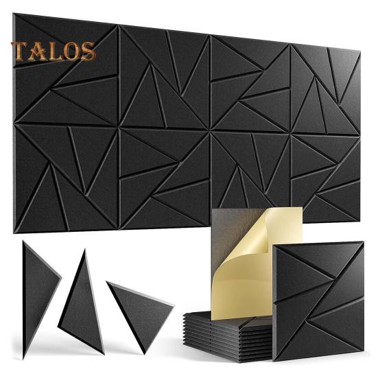 12 buc Panou de perete izolat fonic Autoadeziv absorbant sunet de înaltă densitate Panou de spumă acustică groasă Reducerea zgomotului Placi de decorare a peretelui