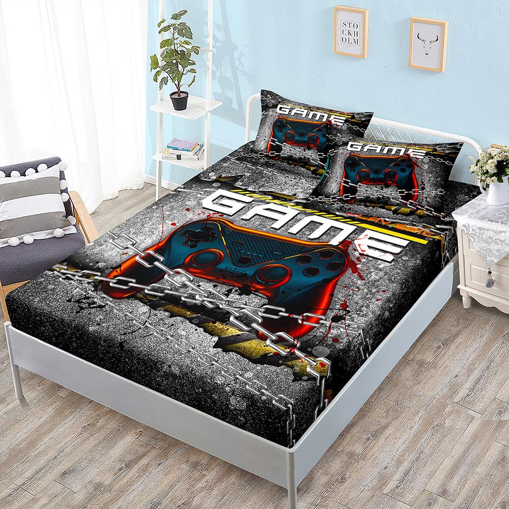 Dazzling Black Gamepad Three-Piece Mattress Kit, Mattress Cover, Mattress Protective Cover