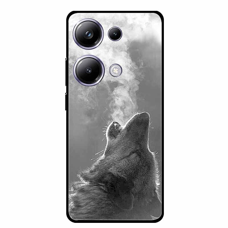 For Xiaomi Poco M6 Pro 4G Phone Case Cover Wolf Shockproof Black Silicone Soft Back Cover Cases For Poco M6 Pro Case M 6 M6Pro