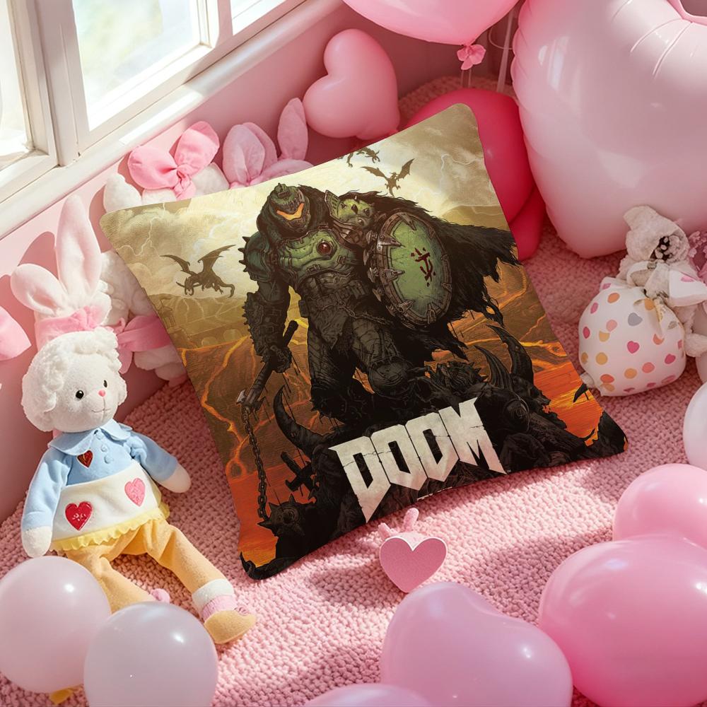 D-Doom E-Eternal Cool Game Cushion Cover Pattern Printed Pillowcase for Living Room Sofa Cushion Cover & Bedroom Decor