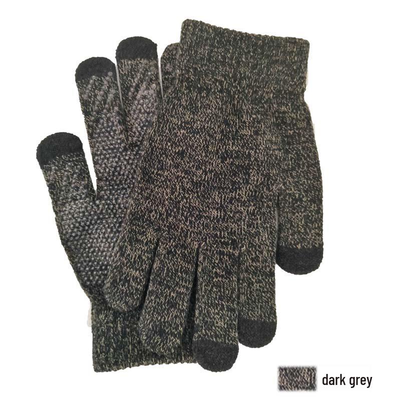 "Warm Knitted Touchscreen Gloves for Couples: Thick Non-Slip Wool, Men’s & Women’s Winter Design."