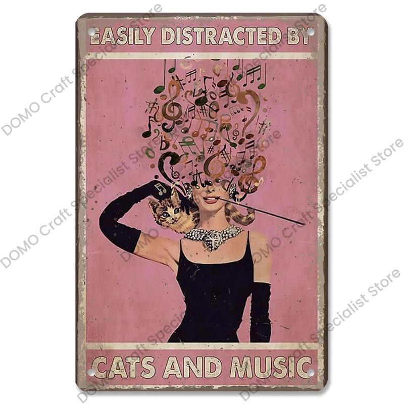 Retro Music Metal Tin Signs - Ideal for Music Party! Features CD, Radio, Guitar. Decor for Bar, Club, Living Room.