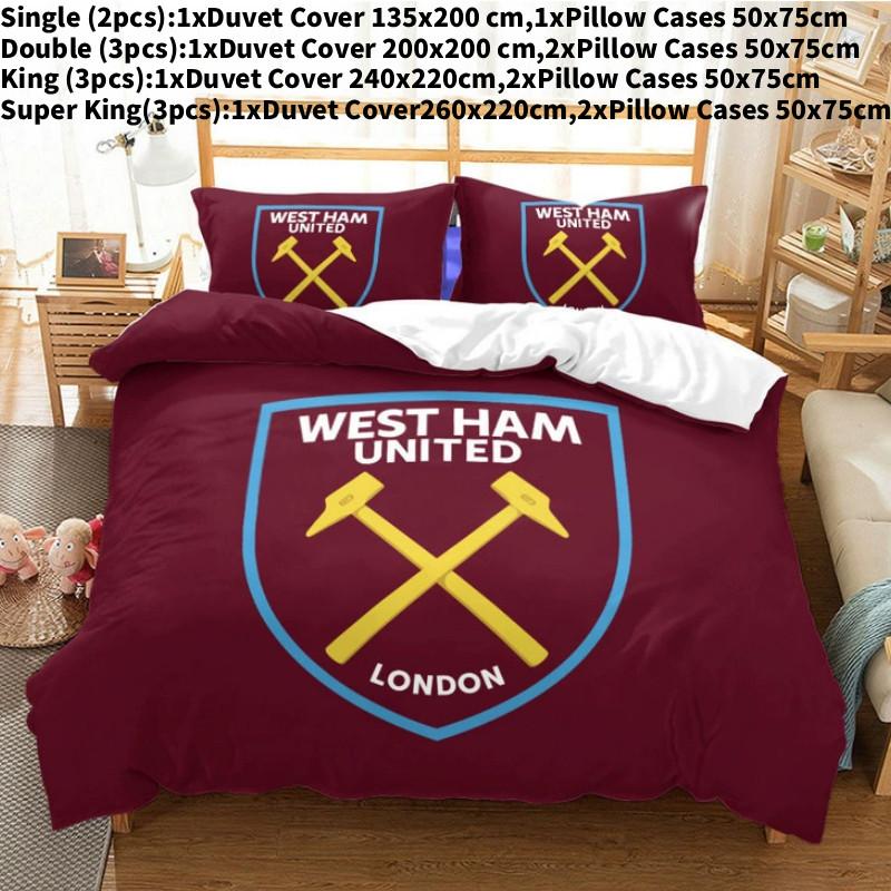 

Ham West United Digital Print Duvet Cover Pillowcase Set Bedroom Bedding Gift Single(135x200cm)