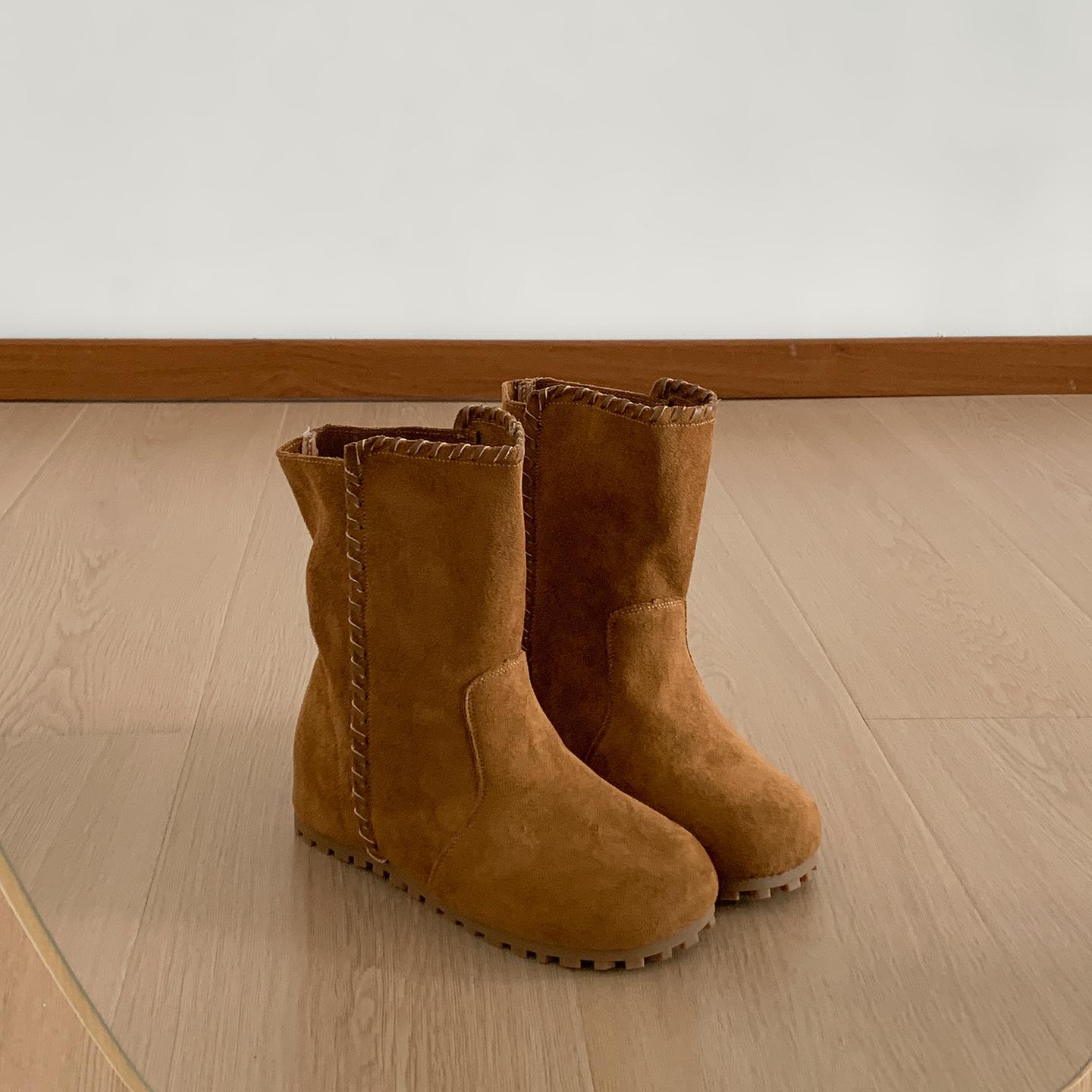 

Khaki Maillard inner heightening flat boots children 2025 new autumn small slim retro Birkenstock short boots 35 верблюд