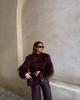 European & American Women's Spring 2025 Faux Fur Knit Cardigan