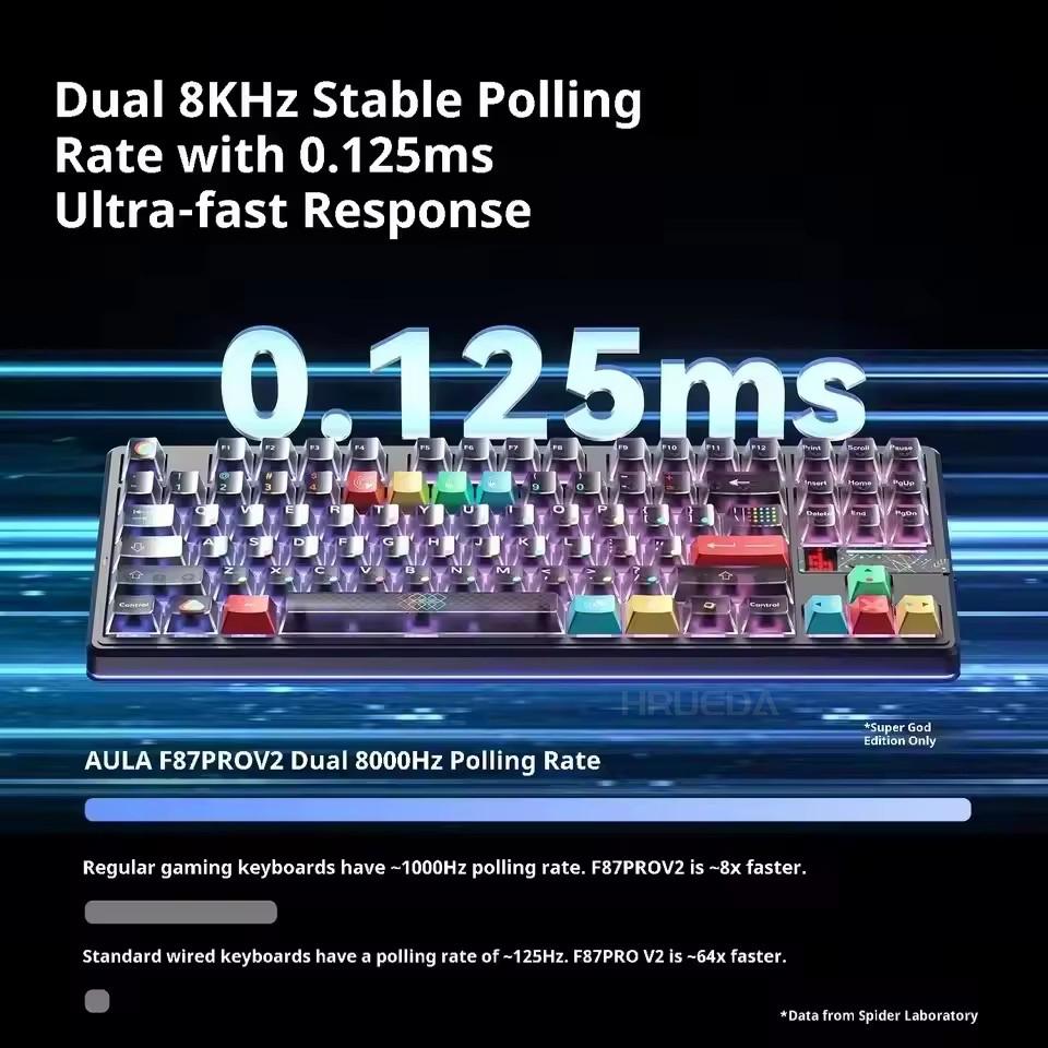 Aula F87 Pro V2 Tri-mode Wireless Mechanical Keyboard 8000Hz Hot-Swap RGB 10000mAh Gasket E-sports Gaming