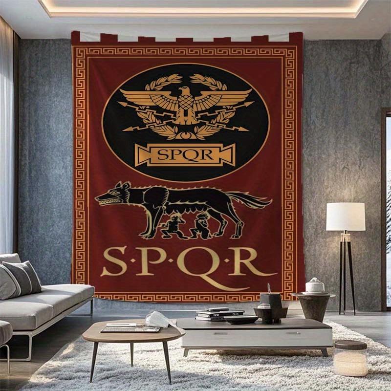 Red And Gold Roman Eagle Emblem With Wolf Print Tapestry, Bold Wall Art, Dormitory Decoration 40CMX60CM