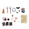 1Set 1:12 Puppenhaus Miniatur Halloween Horror Dekor Spielzeug Fledermaus Schädel Kopf Besen Spinne Kürbis Kopf Zauberbuch Ornament Diy Spielzeug