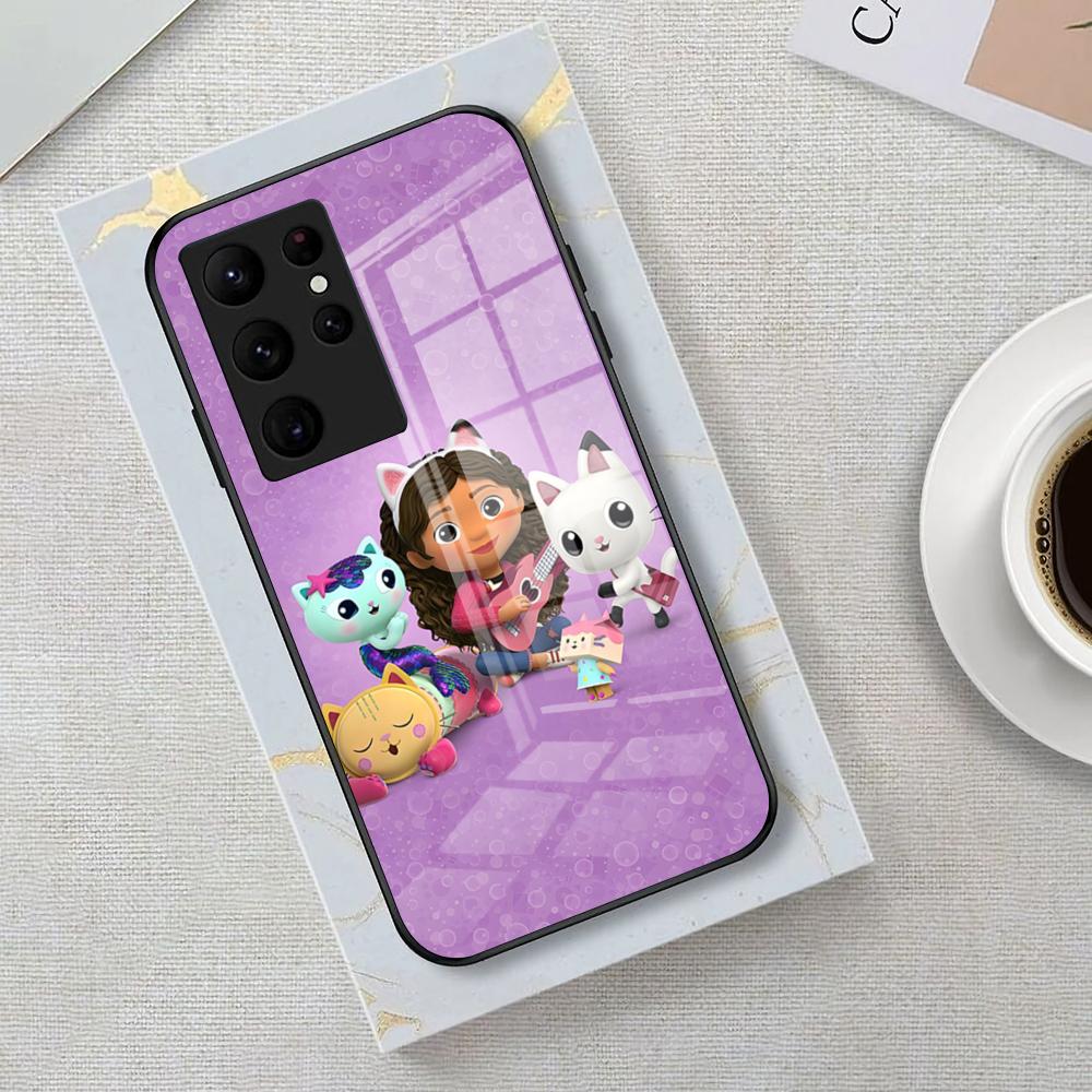 Cartoon Gabbys Dollhouse Phone Case For Samsung S26 S25 Edge Ultra 23 22 21 20 Ultra Plus S24 Fe Glass Cover