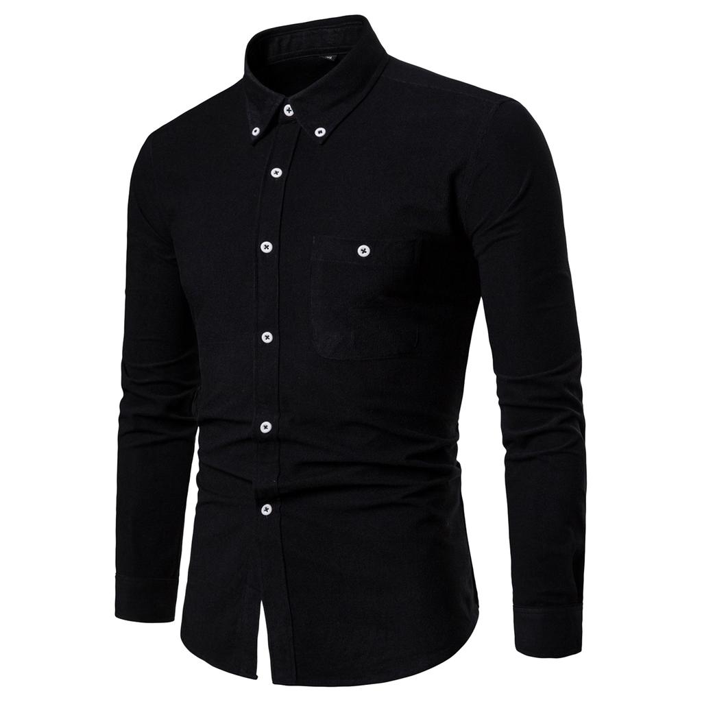 Men's Solid Color Jacket With Pockets Large Size Long Sleeve Shirt Casual Sports Jacket