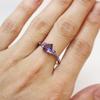 With Certificate 100% 925 Silver Purple Zircon Crystal Rings for Women Lovely Heart Shape Jewelry Romantic Valentine's Day Gift