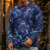 Men's Halloween Printed Crewneck Long Sleeve Top Casual Loose Fit