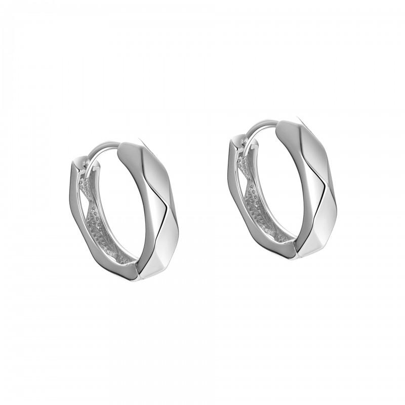 Geometric Rhombus Hoop Earrings Women Sterling Minimalist Elegant Studs Lightweight Daily Wear 925 Sterling Silver