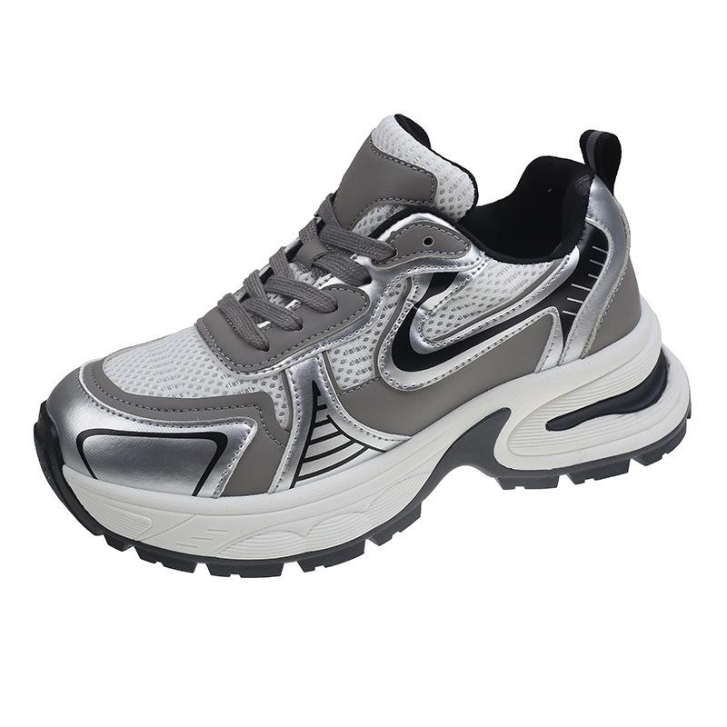 

The same shoes women s fashion thick-soled spring new mesh breathable heightening lightweight sports shoes 35 срібний