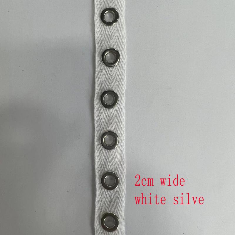 4 Meter/Los 2cm/2,5cm breit Baumwollgurtband mit perforiertem Ring flacher Baumwollgürtel Spitze Kleidungsriemen Zubehör dekoratives Gurtband
