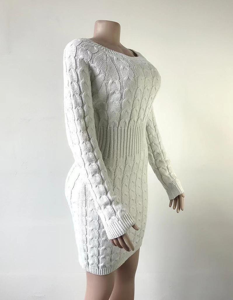 Women's Long Pullover Sweater Dress Long-sleeved Slim Clothes