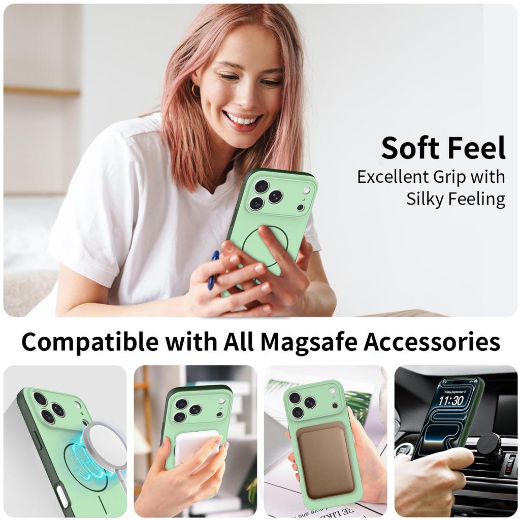 Suitable for 17pm mobile phone case, simple and advanced magnetic attraction, Apple 16 skin feeling pc + tpu anti-drop mobile phone case with lanyard.