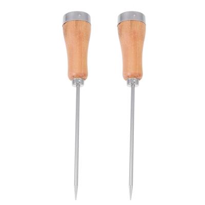 2 Pcs Wooden Handle Ice Pick Maker Machine Portable Crushed Stainless Steel Japanese Style Crushers for Bar