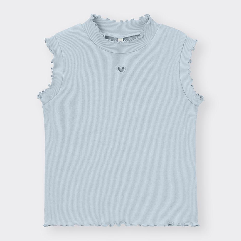 GU by Uniqlo Mädchen T-Shirt mit Rundhalsausschnitt und Herz-Ausschnitt 