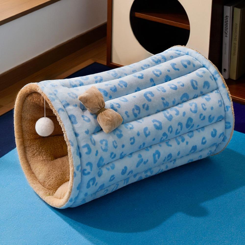 Plush Warm 2 in 1 Cat Tunnel Bed Thickened Cat Hide Tunnel Cushion Play Rest Cat Mat Daily Use