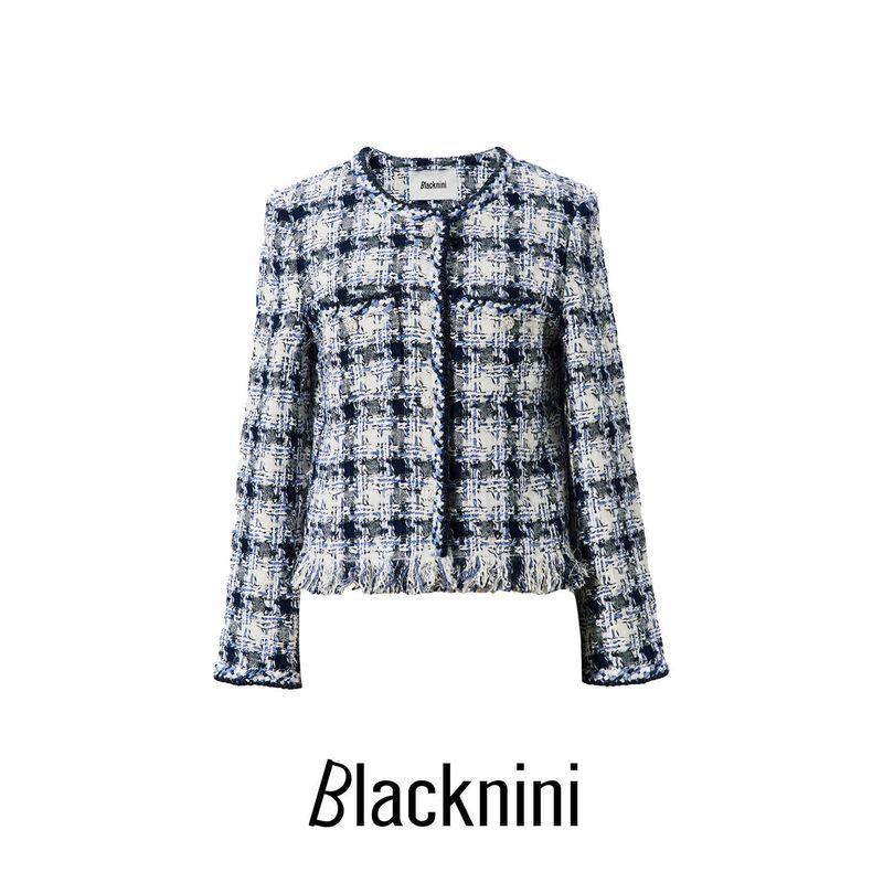

Blacknini Yin Huafu/ Night British Import Bai Nian Linton High Luxury Fabric Plaid Tweed Outwear Tibetan youth S