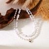 Retro Simple Heart Shaped Pendant Necklace For Women Multi Layer Irregular Imitation Pearl Beaded Choker Party Banquet Jewelry