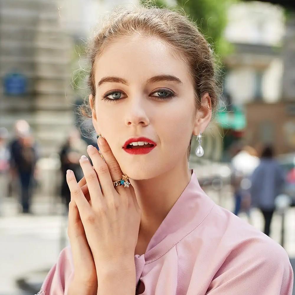 1 Pair Water Imitation Pearls Drop Earrings Round Stud Earrings Fashion Pearl Earrings  Women Gift