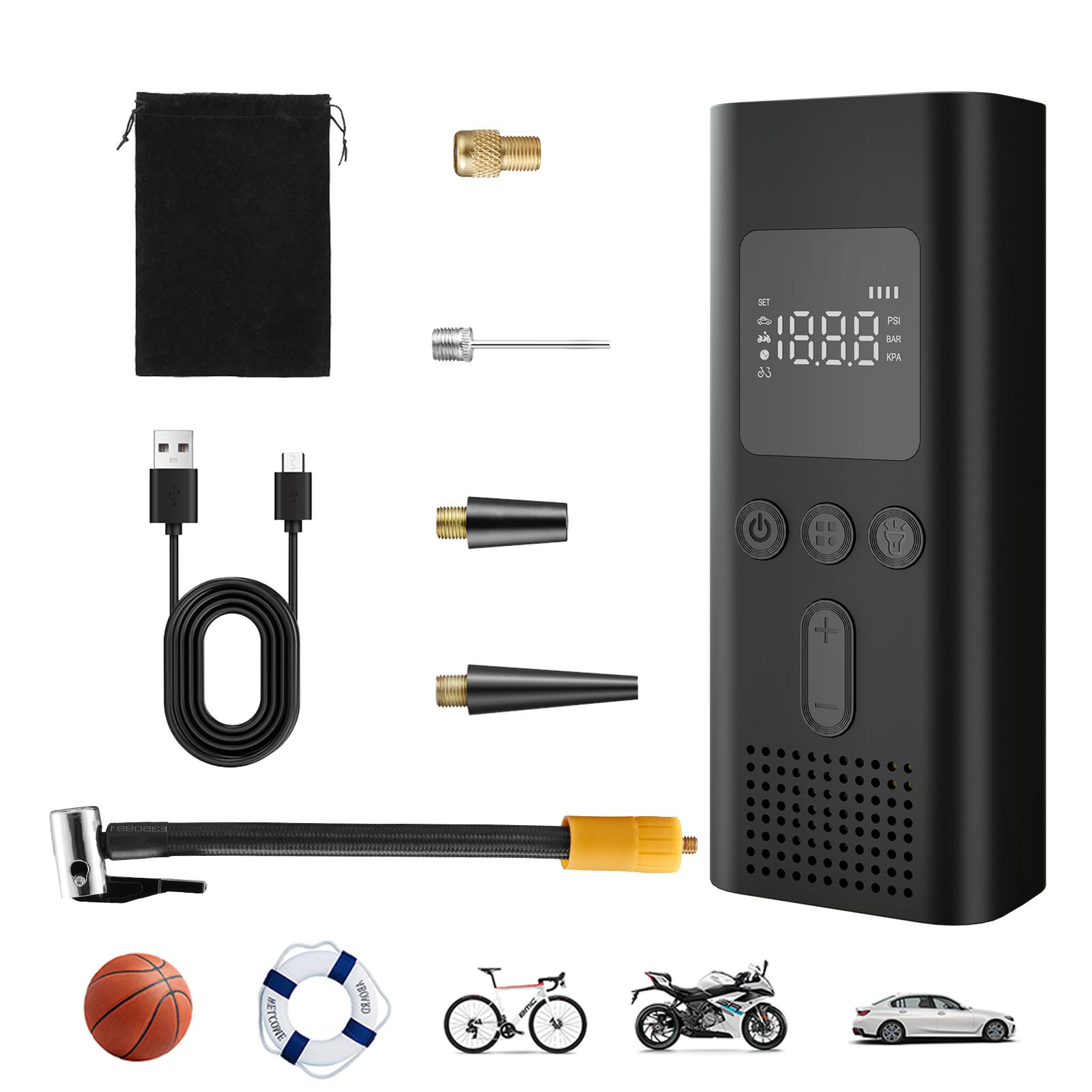 Portable Car Tire Inflator Digital Cordless Air Pump 150PSI Bike Pump Electric Air Compressor For Car Bicycle Battery Powered