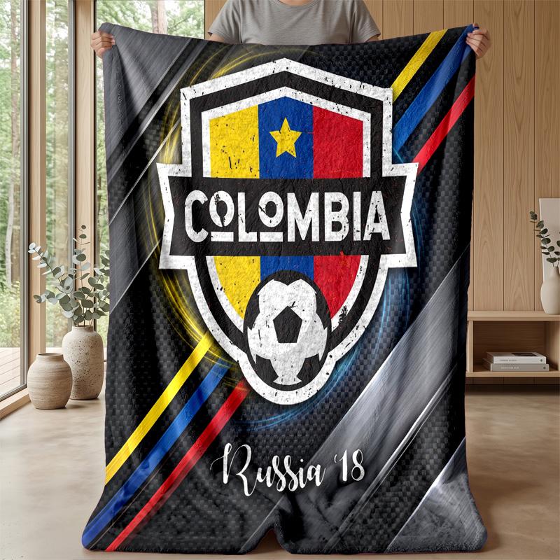 Colombia Football Printed Flannel Blanket Skin Friendly Warm Decorative Throw for Indoor Couch Bed Daily Use