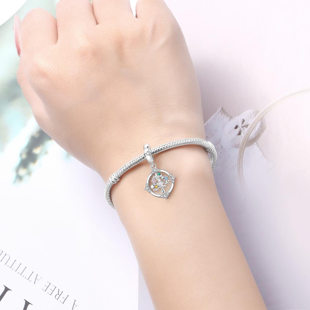 Copper Shine Rotating Tree Of Life Pendant Charms Beads Fit Bracelets Diy Gifts Jewelry Accessory