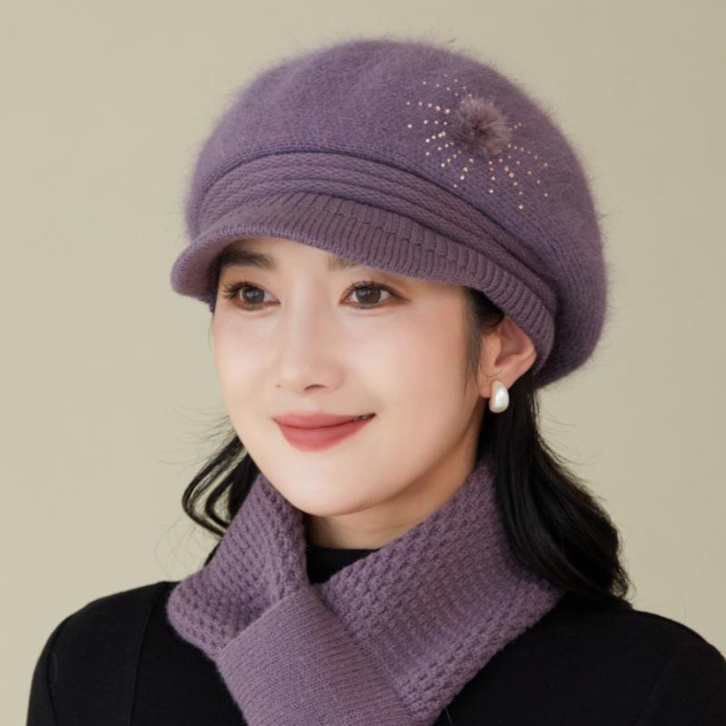 Hut Damen Winter Warm Plüsch Wollmütze Modischer Ausländischer Stil Kälteschutz Ohrenschutz Verdickte Strickmütze