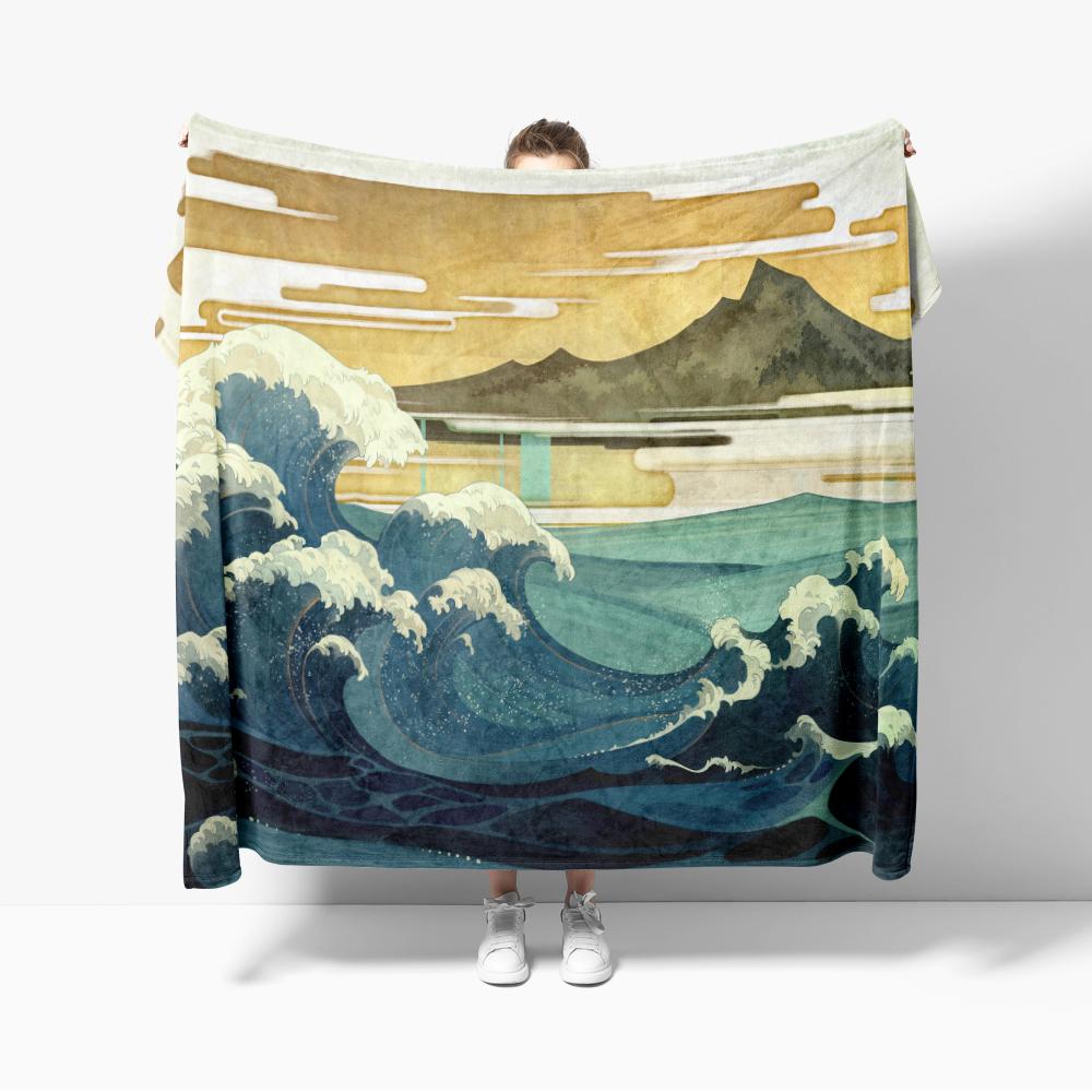 The Great Wave off Kanagawa Flannel Blanket for Sofa Decoration Art Out Door Decoration Sea Surf Blanket Throw Blankets For Bed