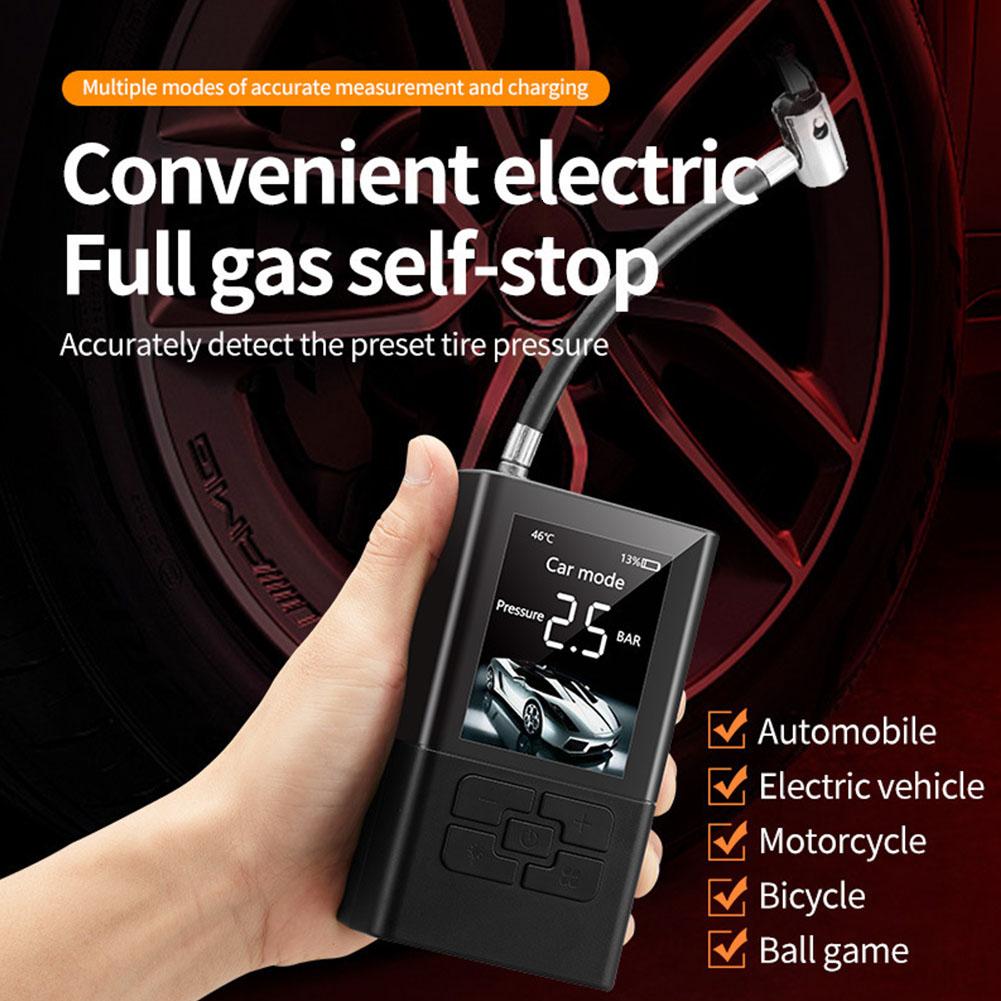 Wireless Portable Motorcycle Inflatable Pump Car Electrical Ball Pump Battery LCD Long Air Display Inflator Bicycle Super U4O6