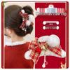 Pince à cheveux rouge en peluche avec nœud de Noël pour femmes - Accessoire pince requin haut de gamme automne/hiver