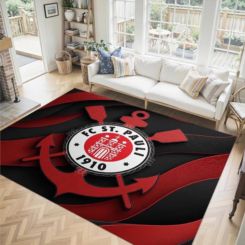 FC St. Pauli Football Design Crystal Velvet Carpet Cozy Non?Slip Printed Rug For Bedroom Living Room Entrance