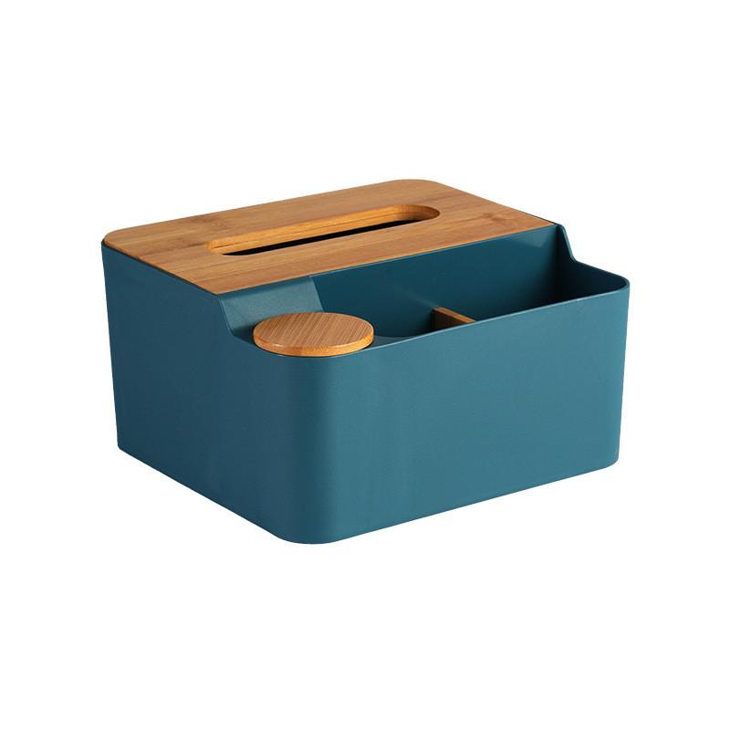 Scatola per fazzoletti in plastica minimalista moderna con coperchio in legno per ripostiglio in soggiorno e bagno