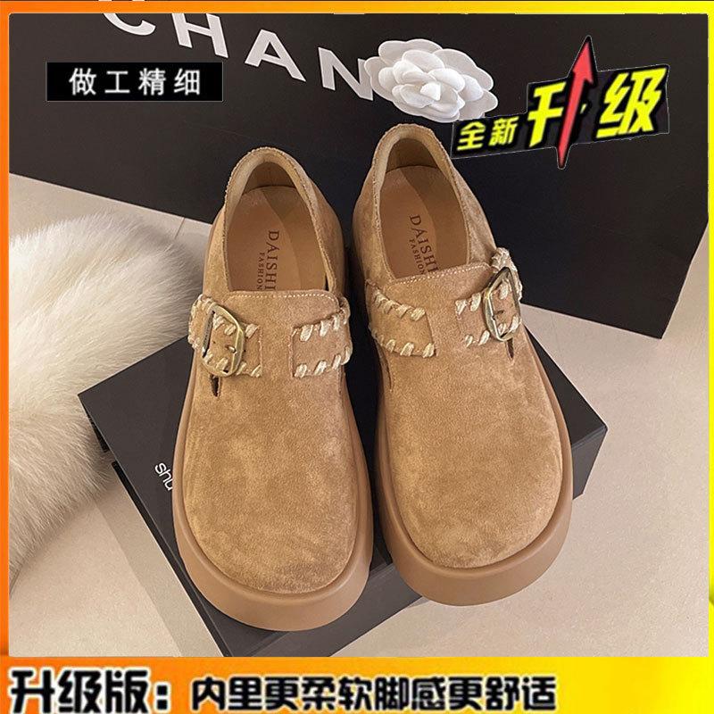 

Женские туфли на толстой подошве, тип маффины, всесторонние, осенне-зимние новинки, кожаные повседневные туфли Boken, одинарные туфли 40